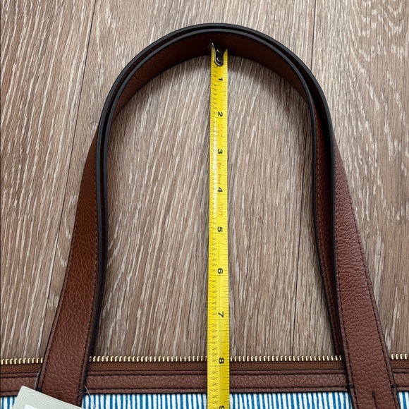 New! Fossil Mimi Shopper purse/tote, blue/green/brown multicolor stripe - Picture 14 of 15